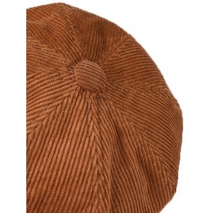 Corduroy Octagonal Winter Vintage Peaked Hat - Brown