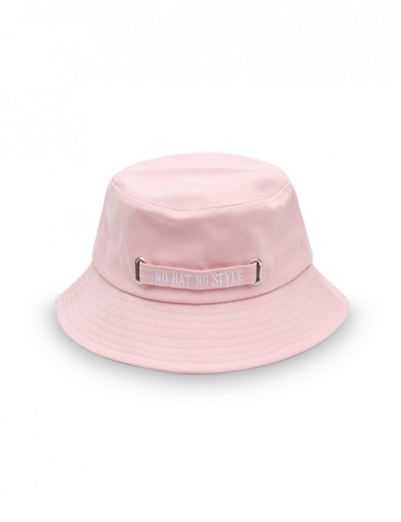 Casual Letter Embroidery Bucket Hat - Pink