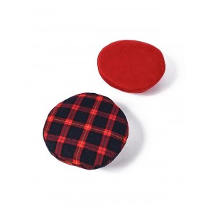 Double Faced Plaid Painter Beret Hat - Red