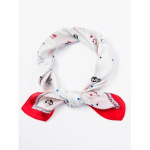 Cat Dog Pattern Square Scarf - White