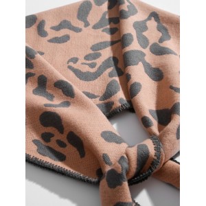 Leopard Print Rhombus Knitted Scarf - Pink
