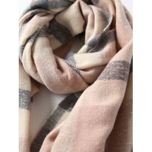 Plaid Winter Knitted Long Scarf - Pink