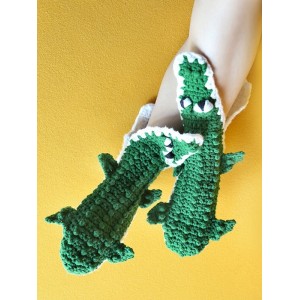 Christmas Animal Crochet Home Floor Socks - Medium Sea Green