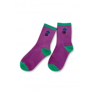 Chic Cherry Pattern Cotton Socks - Purple