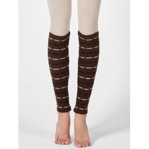 Striped Woolen Yarn Sleeve Socks - Coffee