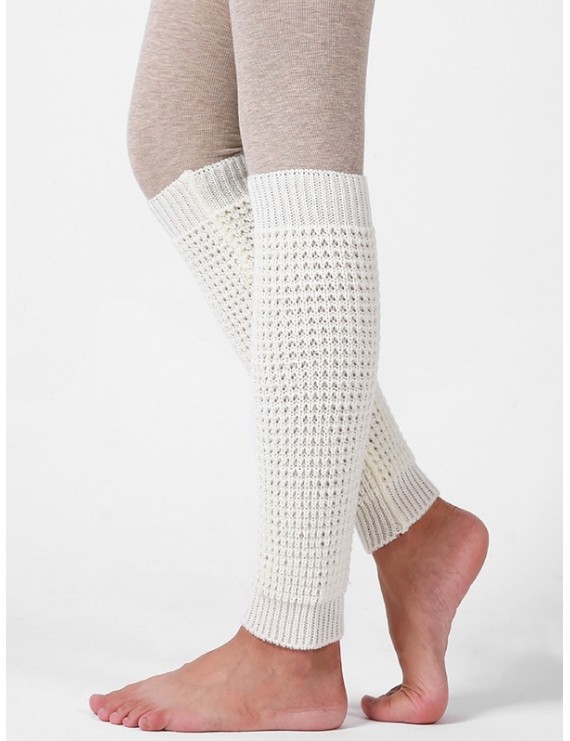 Knitted Woolen Yarn Sleeve Socks - White
