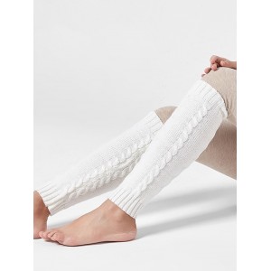 Woolen Yarn Knitted Winter Sleeve Socks - White
