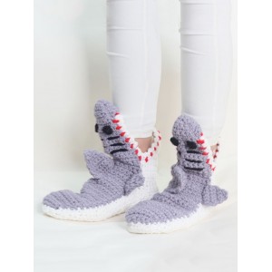 Shark Crochet Home Floor Socks - Light Slate Gray