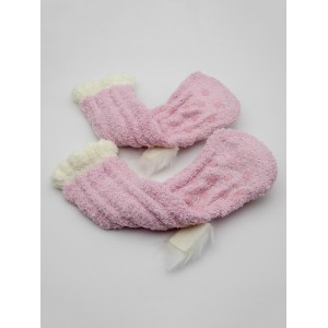 Coral Fleece Owl Design House Socks - Pink