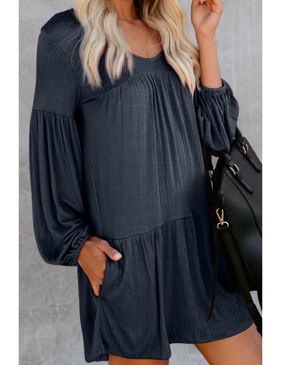 Blue Wanderlust Pocketed Tiered Tunic Dress