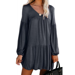 Blue Wanderlust Pocketed Tiered Tunic Dress