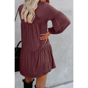Red Wanderlust Pocketed Tiered Tunic Dress