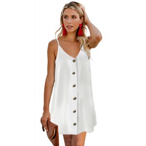 White Buttoned Slip Dress