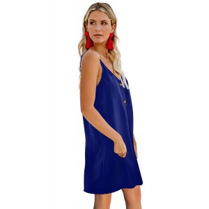 Blue Buttoned Slip Dress