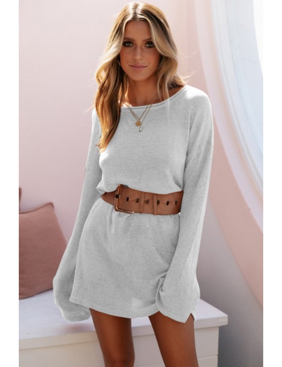 Round Neck Long Sleeve Casual Sweater Dress