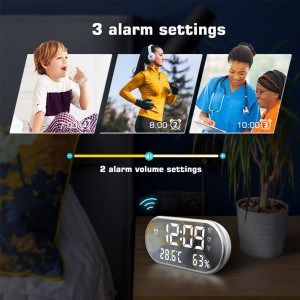LED Digital Alarm Clock with Dual USB Port Snooze Adjustable Volume Time Temperature Battery Backup Memory Music Alarm Clock