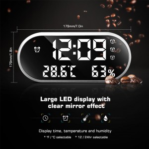 LED Digital Alarm Clock with Dual USB Port Snooze Adjustable Volume Time Temperature Battery Backup Memory Music Alarm Clock