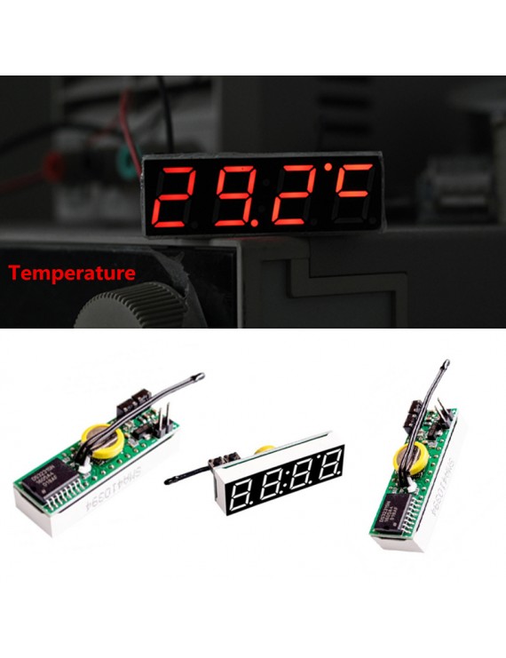 Red 3 in 1 DS3231SN Luminous Car LED Clock Temperature Voltage Module DIY Electronics