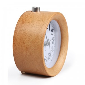 Classic Round Wood Digital Silent Alarm Clock Bedside Mute Table Snooze Alarm Clock with Nightlight