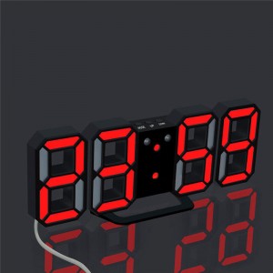 Modern Digital LED Table Desk Night Wall Clock Alarm Watch 24 or 12 Hour Display 4 LED Colors Choice