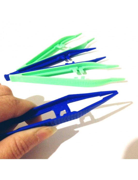 ​10 Pcs Green and Blue Plastic Craft Tweezers Loose Beads DIY Tool Jewelry Tool Craft Findings Making