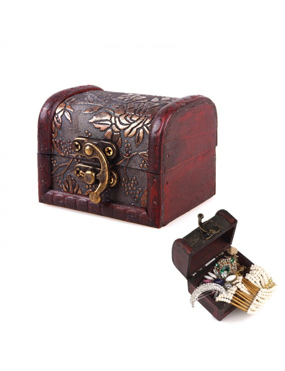 Vintage Jewelry Pearl Necklace Bracelet Gift Box Storage Organizer Wood Case 01