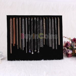 New 17 Gold Hooks Black Suede Display Board for Necklace Bracelet Chain Utility