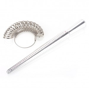 Silver Ring Sizer Stick Gauge Tool Set Mandrel Finger Sizing Metal Jewelry Measuring US Size Standard