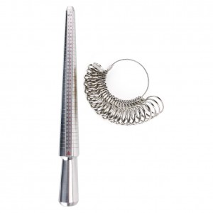 Silver Ring Sizer Stick Gauge Tool Set Mandrel Finger Sizing Metal Jewelry Measuring US Size Standard