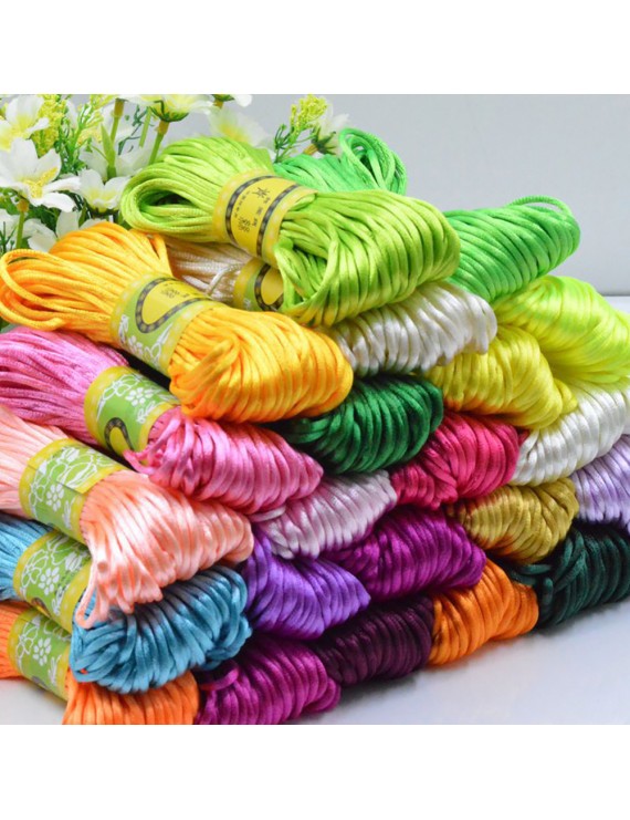 3mm 20M Chinese Knot Satin Nylon Braided Cord Macrame Beading Rattail Cords Multi-colored