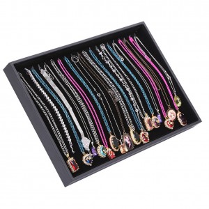 New Velvet Leather Jewelry Display Show Case Tray Necklace Pendant Chain Organizer Storage Box 20 Hook