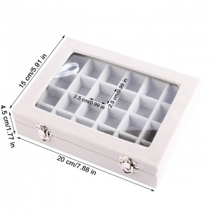 24 Velvet Glass Jewelry Ring Earring Display Organizer Holder Storage Case Box