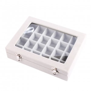 24 Velvet Glass Jewelry Ring Earring Display Organizer Holder Storage Case Box