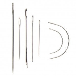 7 Pieces Sewing Needles with Leather Waxed Thread Cord Drilling Awl and Thimble for Leather Repair