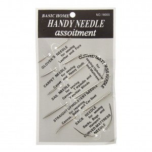 7 Pieces Sewing Needles with Leather Waxed Thread Cord Drilling Awl and Thimble for Leather Repair