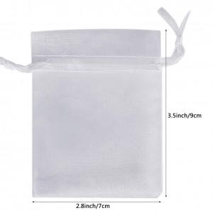 100Pcs 2.8" X 3.5" White Organza Jewelry Pouches Wedding Party Christmas Favor Gift Candy Bags 7 x 9cm