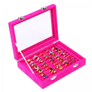 New Velvet Glass Jewelry Box Ring Earring Display Organizer Holder Storage Show Case