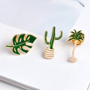 1Pc Creative Cute Cactus Coconut Trees Leaves Plant Badge Corsage Collar Cartoon Brooch Pins Jewelry