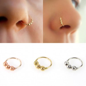 1 Pc Sexy Gold Silver Round Beads Nose Ring Stud Nose Hoop Piercing Jewelry 6mm/8mm/10mm