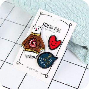 3Pcs/Set Funny Cute Star Airplane Bear Collar Pins Badge Corsage Cartoon Brooch Jewelery Accessories