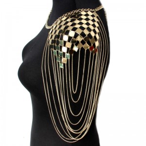 Bohemian Punk Harness Necklace Pendant Collar Shoulder Body Chain Bikini Jewelry