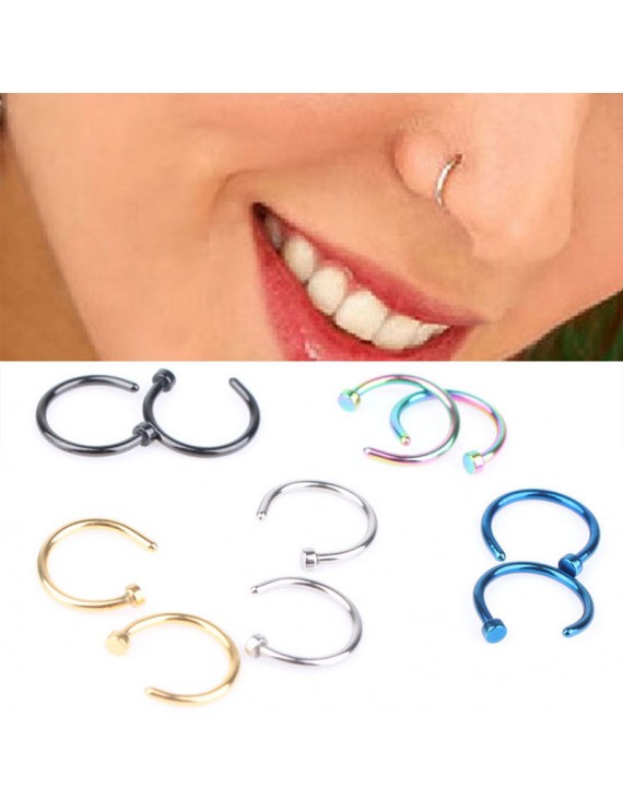 10Pcs Stainless Steel Nose Open Hoop Ring Earring Body Piercing Studs Jewelry