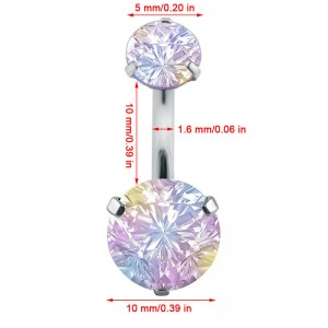 Sexy Double Round Crystal Zircon Navel Belly Ring Bar Surgical Steel Rhinestone Body Piercing Jewelry