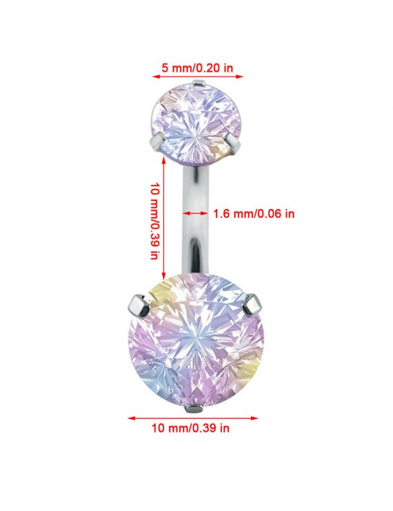 Sexy Double Round Crystal Zircon Navel Belly Ring Bar Surgical Steel Rhinestone Body Piercing Jewelry