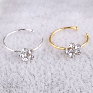 Fashion Surgical Steel Diamond Crystal Rhinestone Flower Nose Ring Hoop Women's Body Piercing Jewelry