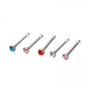 24Pcs Crystal Rhinestone Nose Ring Bone Stud Bar Surgical Steel Piercing Jewelry