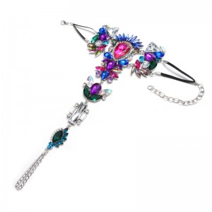 Luxury Crystal Rhinestones Gem Flower Pendant Anklet Chain Ankle Barefoot Sandals Foot Jewelry