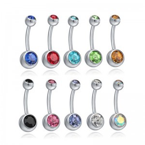 Women Surgical Steel Crystal Navel Belly Button Ring Bar Body Piercing Jewelry