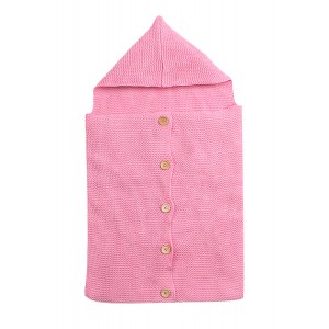 Pink Knit Hooded Infant Receiving Blanket