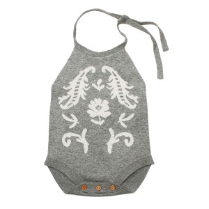 Grey Childish Flower Knit Hater Infant Bodysuit